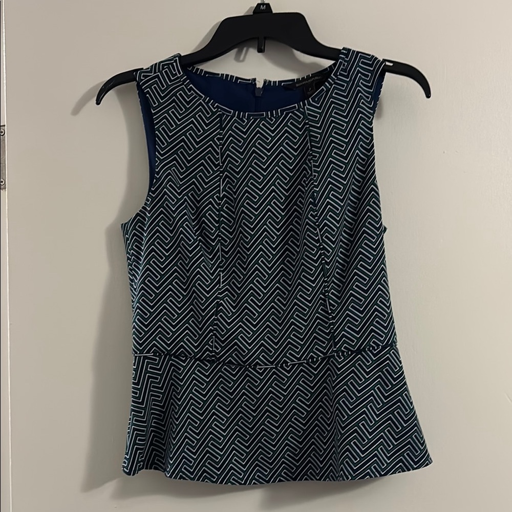 Banana Republic Geometric Navy Sleeveless Blouse